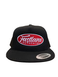 BlACK SNAP BACK HAT W/OVAL FASTLANE LOGO